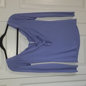 Free People long sleeve top with double tie in front size large, blue